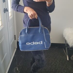 BeBe Navy Dome Structured Satchel Bag Handbag